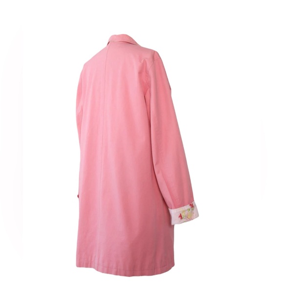 VTG Crazy Horse Liz Claiborne Pink Reversable Floral trench coat COTTAGECORE M - Picture 10 of 16